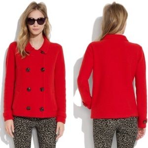 Wallace Red Double Breasted Sweater Merino Wool Small